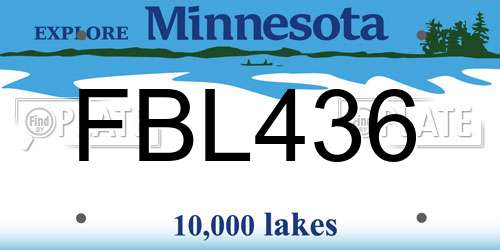 FBL436 Minnesota License Plate