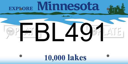 FBL491 Minnesota License Plate