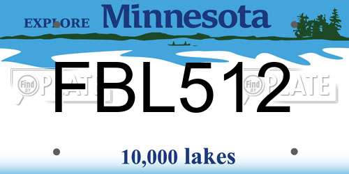 FBL512 Minnesota License Plate
