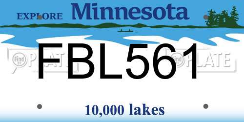 FBL561 Minnesota License Plate