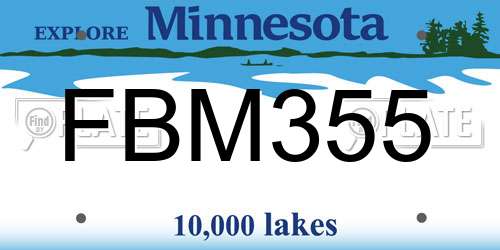 FBM355 Minnesota License Plate