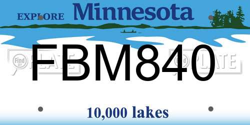 FBM840 Minnesota License Plate