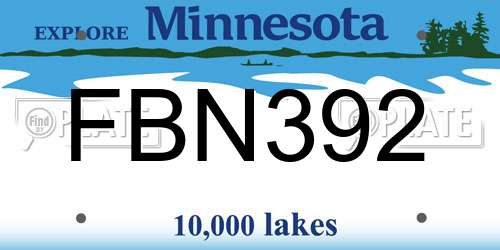 FBN392 Minnesota License Plate