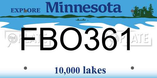 FBO361 Minnesota License Plate