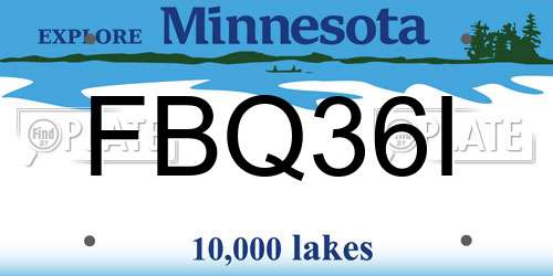 FBQ36I Minnesota License Plate