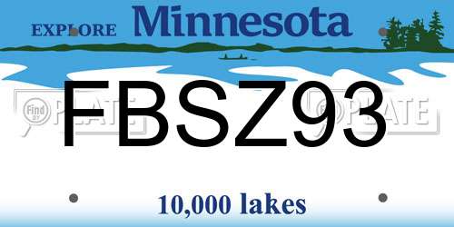 FBSZ93 Minnesota License Plate