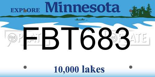 FBT683 Minnesota License Plate