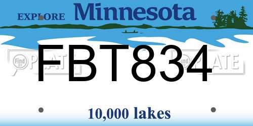 FBT834 Minnesota License Plate