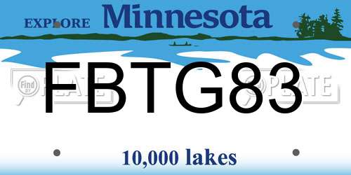 FBTG83 Minnesota License Plate