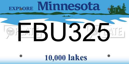 FBU325 Minnesota License Plate
