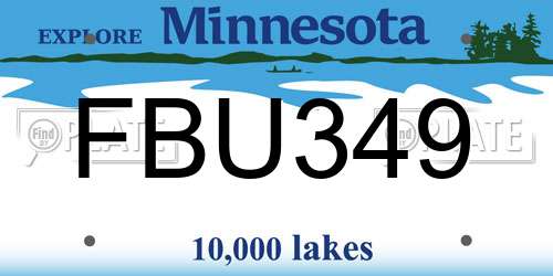 FBU349 Minnesota License Plate