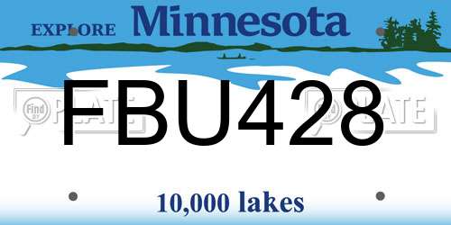 FBU428 Minnesota License Plate