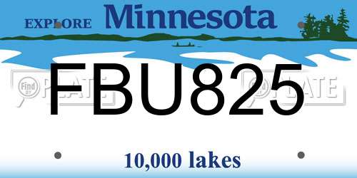 FBU825 Minnesota License Plate