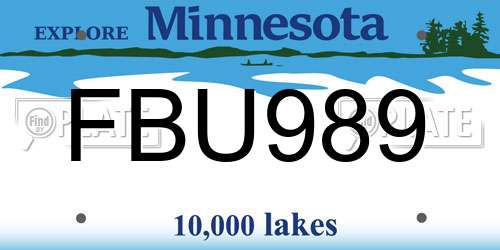 FBU989 Minnesota License Plate