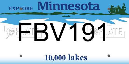 FBV191 Minnesota License Plate