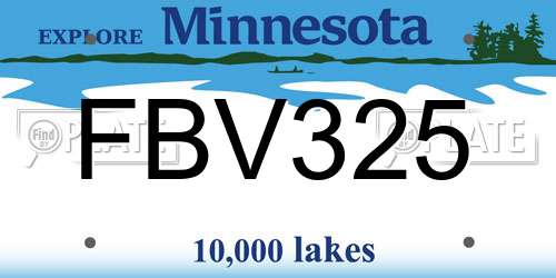 FBV325 Minnesota License Plate