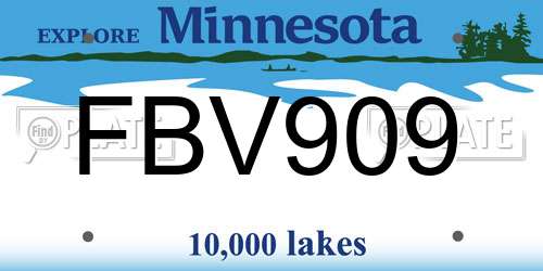 FBV909 Minnesota License Plate