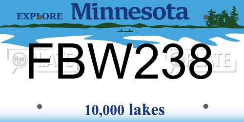FBW238 Minnesota License Plate
