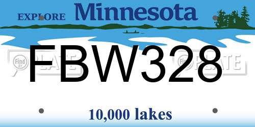 FBW328 Minnesota License Plate