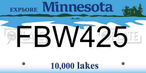 FBW425 Minnesota License Plate