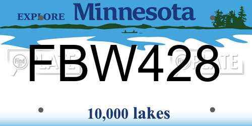 FBW428 Minnesota License Plate