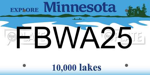 FBWA25 Minnesota License Plate