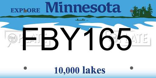 FBY165 Minnesota License Plate