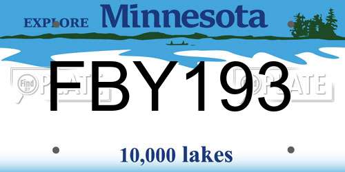 FBY193 Minnesota License Plate