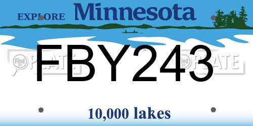 FBY243 Minnesota License Plate