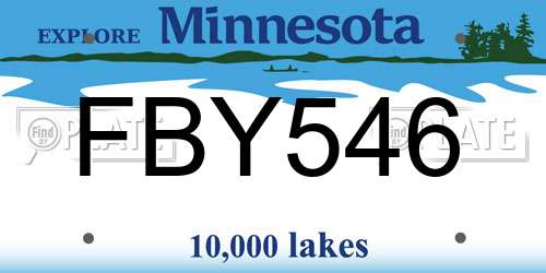 FBY546 Minnesota License Plate