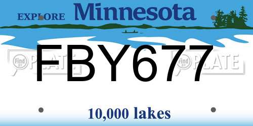 FBY677 Minnesota License Plate