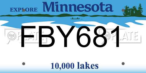 FBY681 Minnesota License Plate