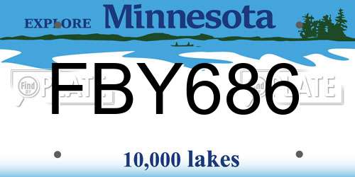 FBY686 Minnesota License Plate