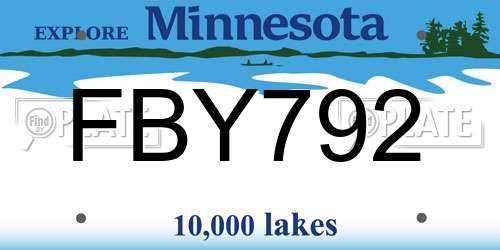 FBY792 Minnesota License Plate