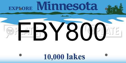 FBY800 Minnesota License Plate