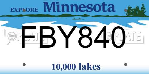 FBY840 Minnesota License Plate