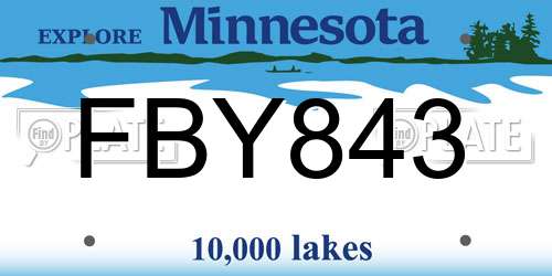 FBY843 Minnesota License Plate