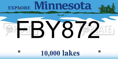 FBY872 Minnesota License Plate