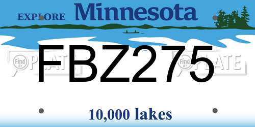 FBZ275 Minnesota License Plate