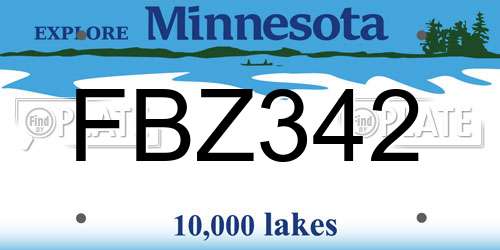 FBZ342 Minnesota License Plate