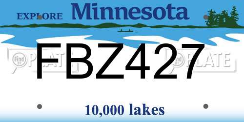 FBZ427 Minnesota License Plate