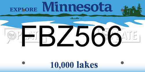 FBZ566 Minnesota License Plate