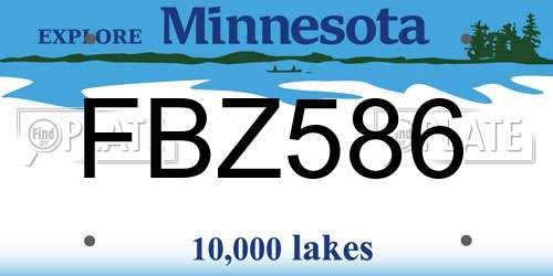 FBZ586 Minnesota License Plate