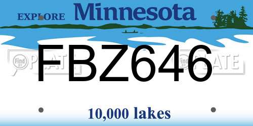 FBZ646 Minnesota License Plate