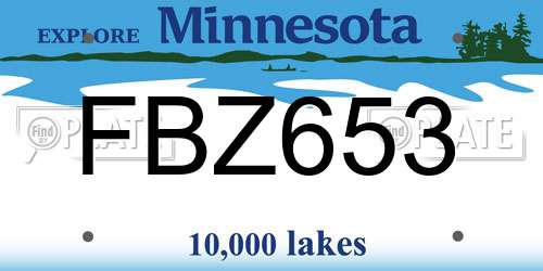 FBZ653 Minnesota License Plate