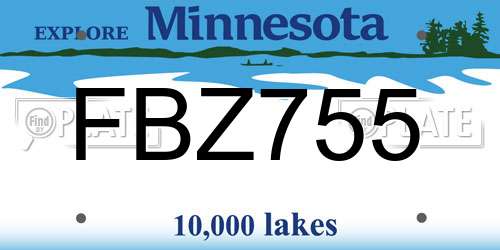 FBZ755 Minnesota License Plate