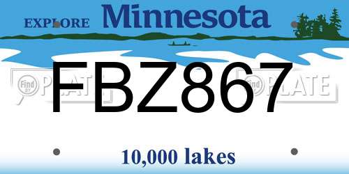 FBZ867 Minnesota License Plate
