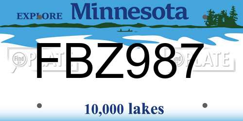 FBZ987 Minnesota License Plate