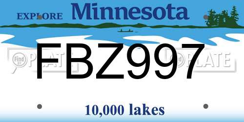 FBZ997 Minnesota License Plate