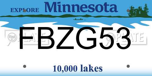 FBZG53 Minnesota License Plate